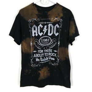 AC DC Men's "For Those About To Rock, Tie Dye T-Shirts Brown Size M